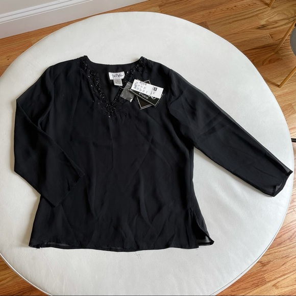 Bob Mackie Studio Silk Beaded Blouse - Picture 2 of 5